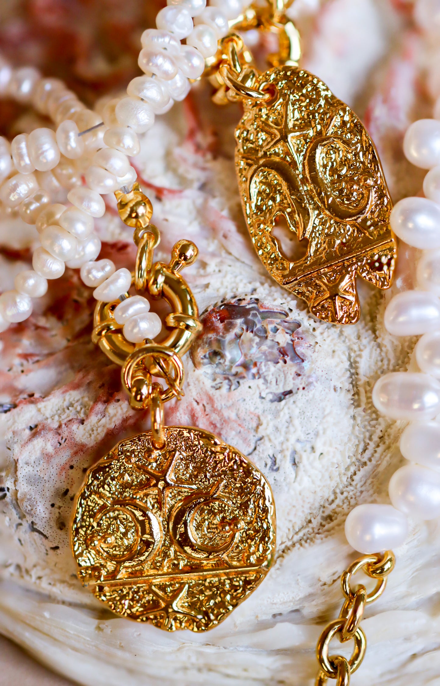 Pearl Sailor's Gold Coin Necklace