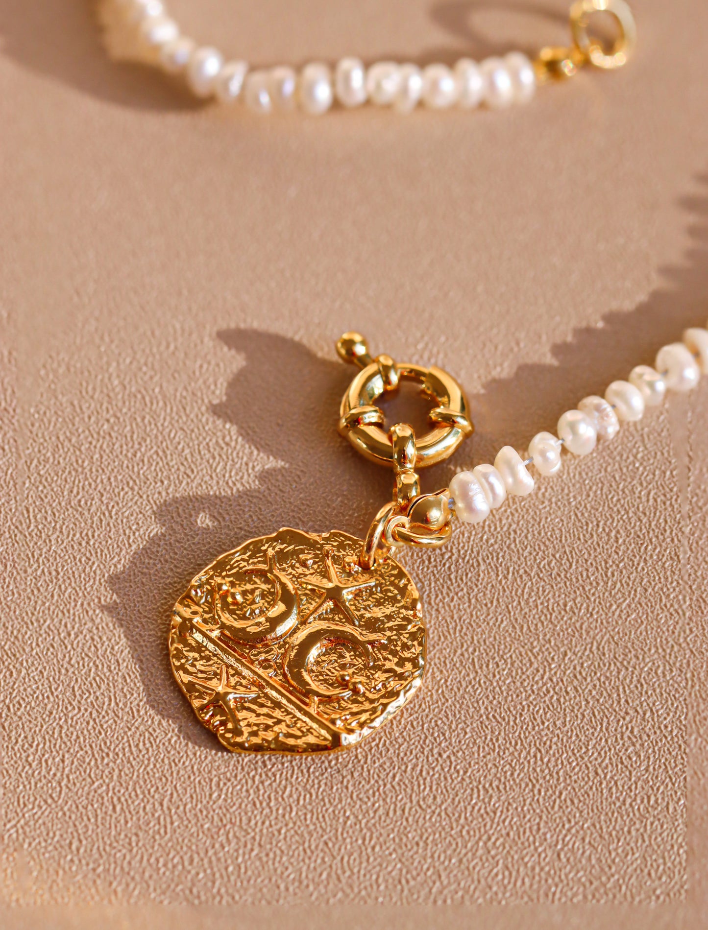 Pearl Sailor's Gold Coin Necklace