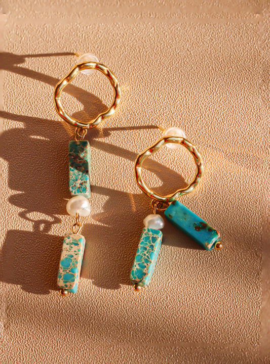 Turquoise Pearl Earrings