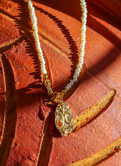 Pearl Sailor's Gold Coin Necklace