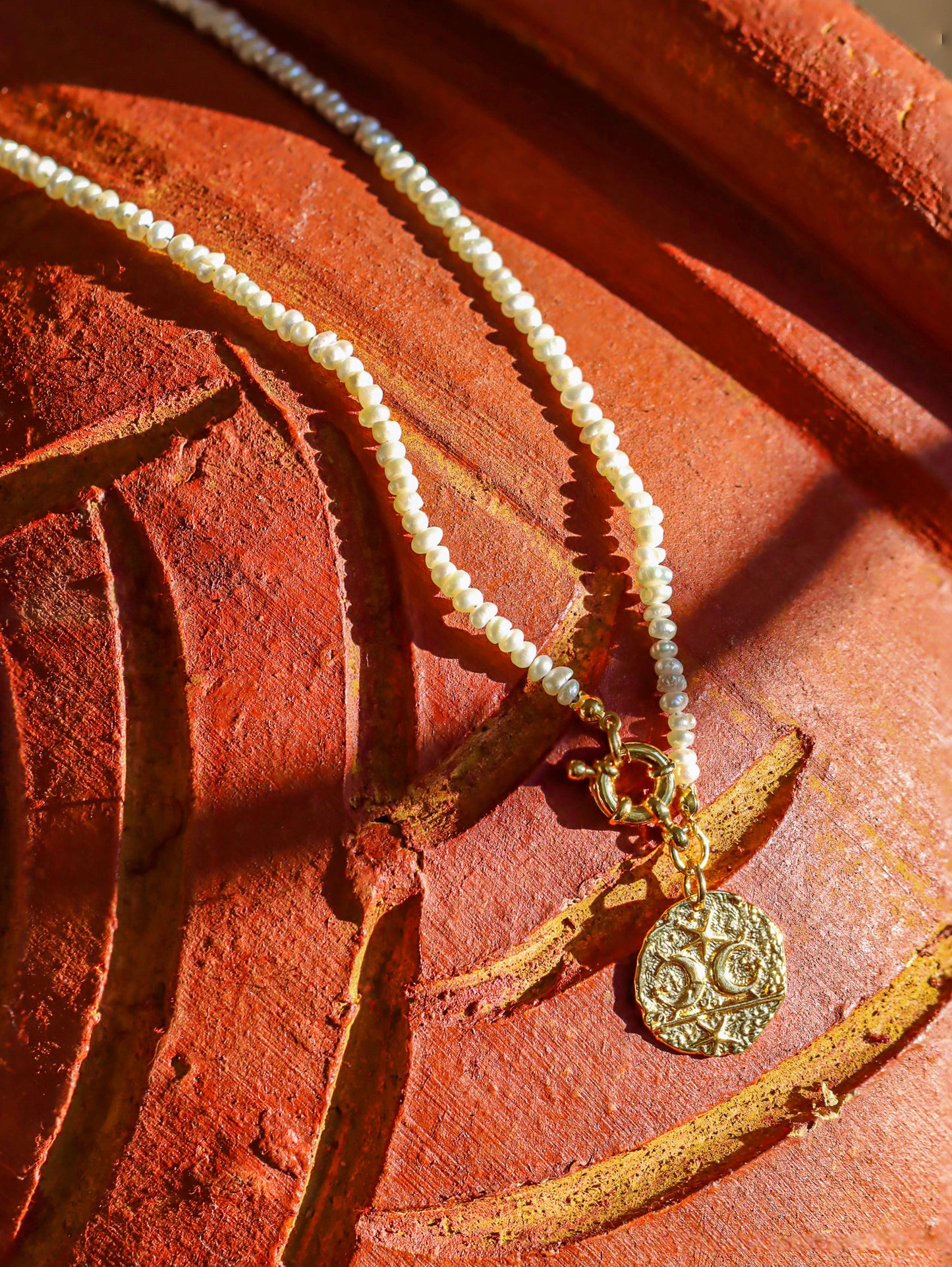 Pearl Sailor's Gold Coin Necklace