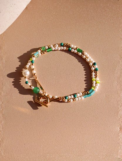 Natural Stone and Pearls Necklace