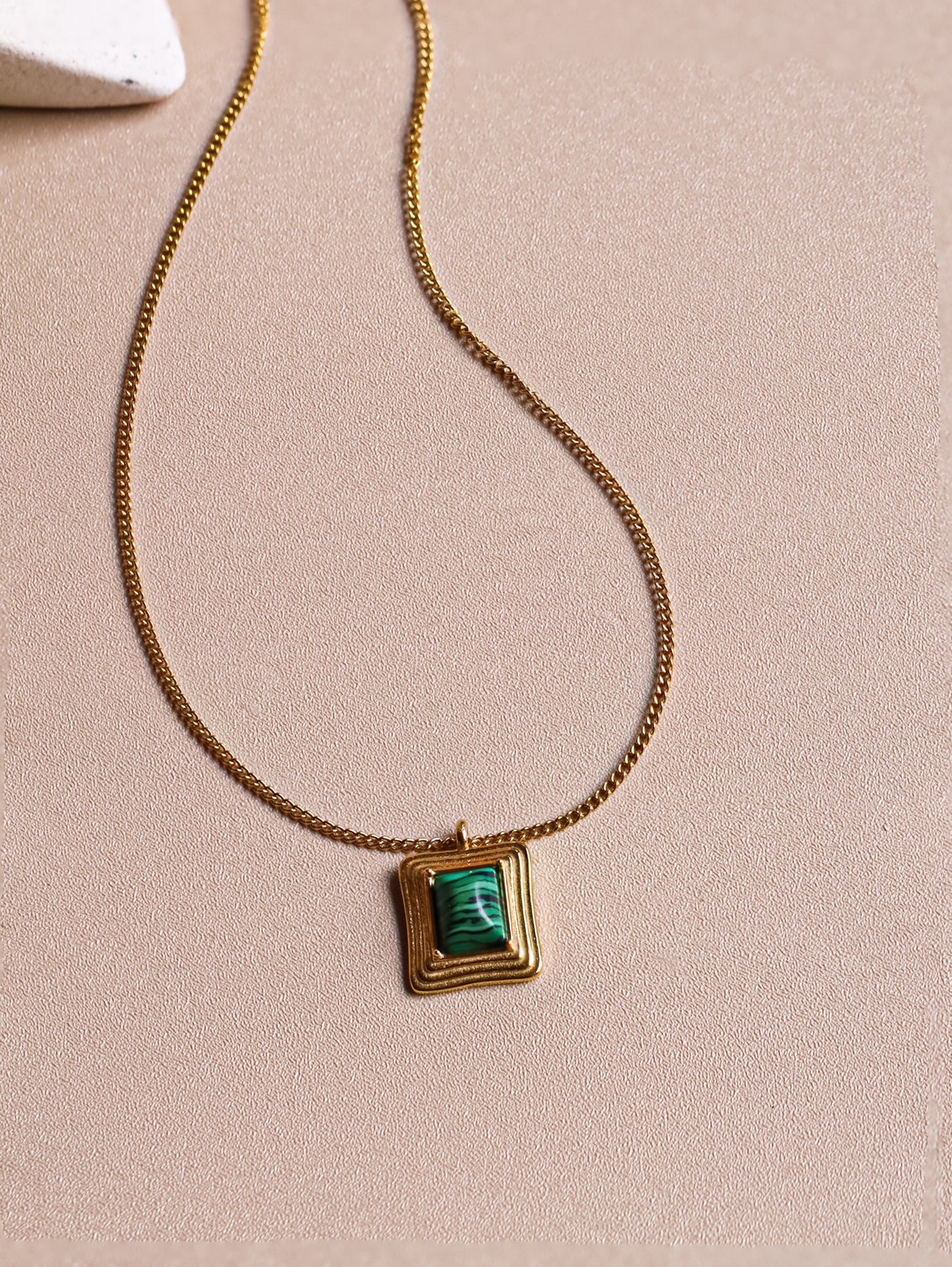 Gold Framed Turquoise Necklace