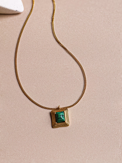 Gold Framed Turquoise Necklace