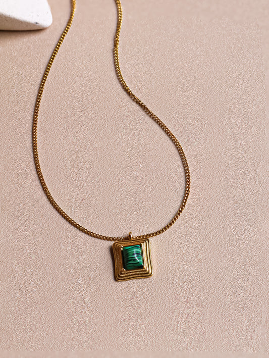 Gold Framed Turquoise Necklace
