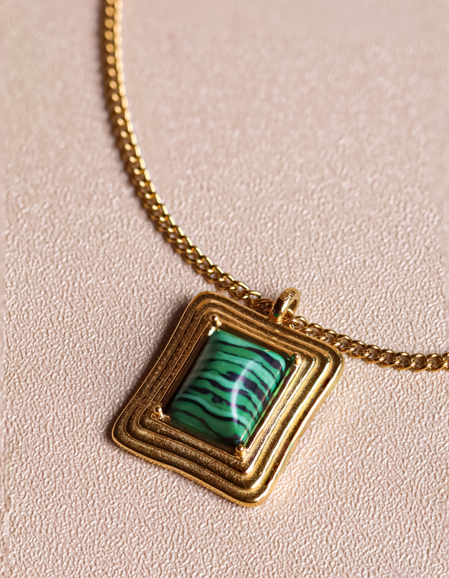 Gold Framed Turquoise Necklace