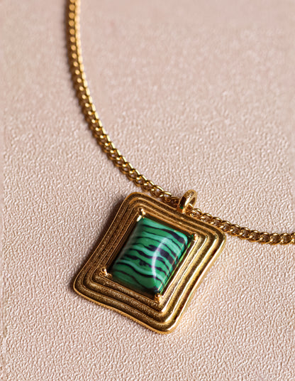 Gold Framed Turquoise Necklace