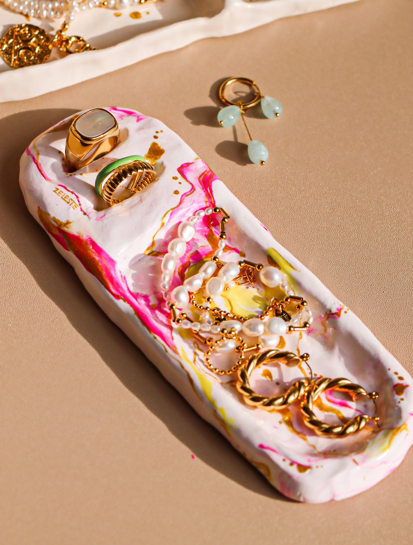 Handmade Polymer Clay Jewelry Dish Ring Holder Passion Spring