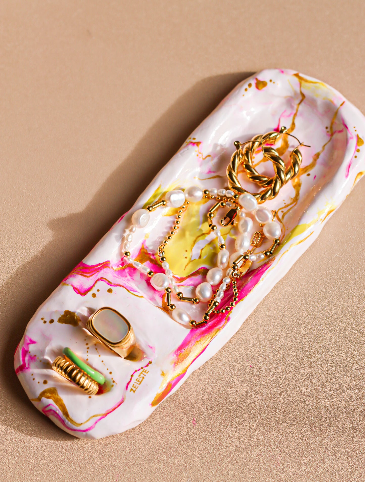 Handmade Polymer Clay Jewelry Dish Ring Holder Passion Spring