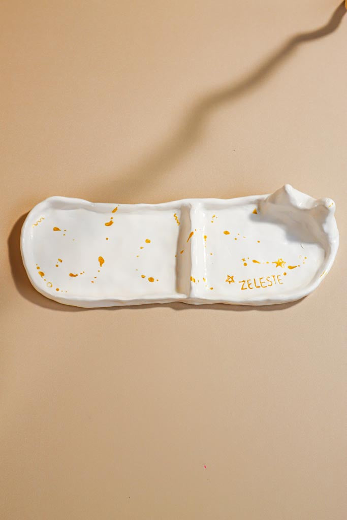 Handmade Polymer Clay Jewelry Dish White Gold Ring Holder