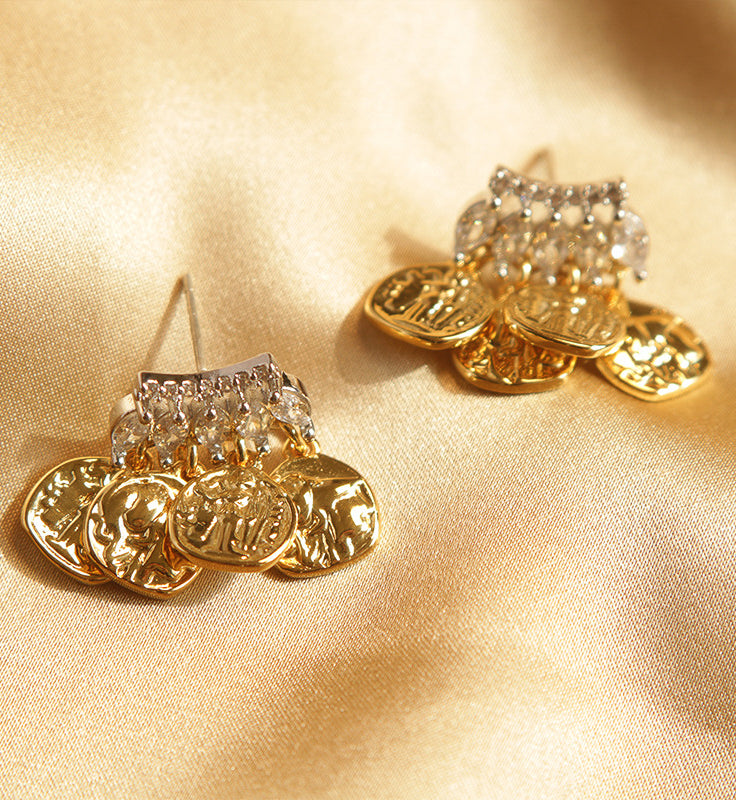 Golden Coins Spark Earrings
