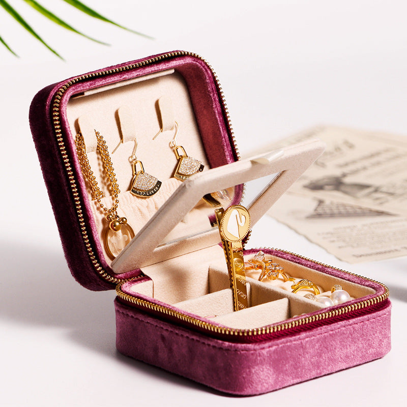 Small Square Velvet Jewelry Storage Box Ring Holder | Traveller