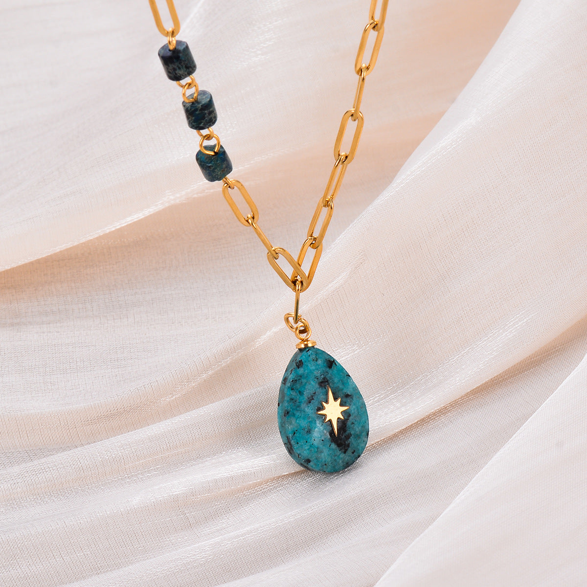 Turquoise Eight Swan Star Necklace