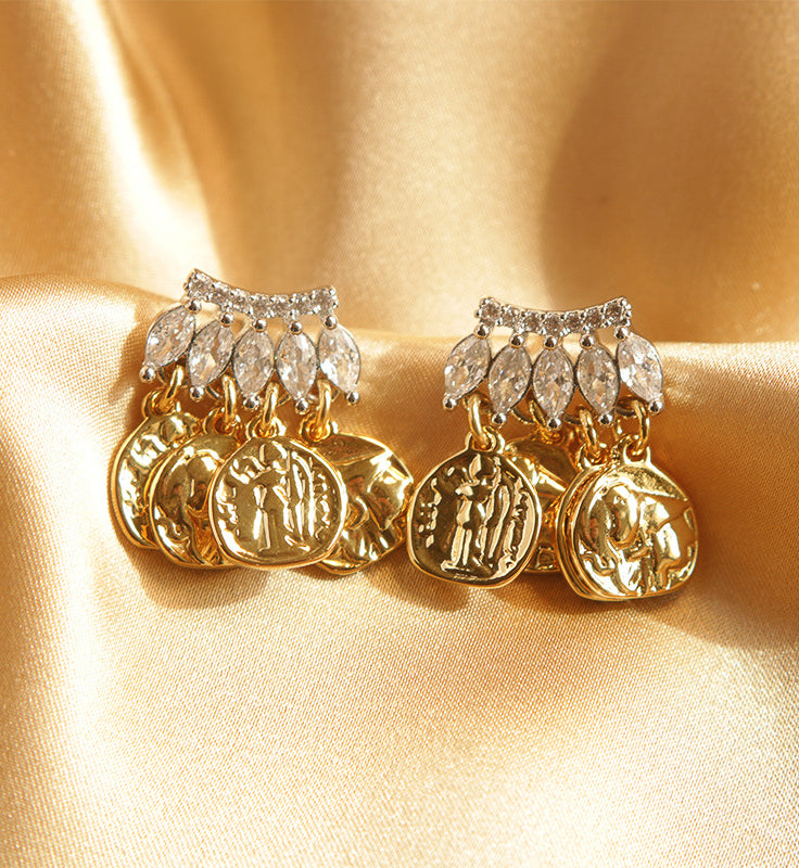 Golden Coins Spark Earrings