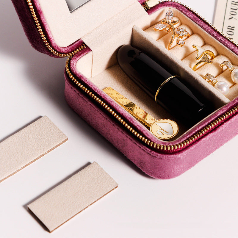 Small Square Velvet Jewelry Storage Box Ring Holder | Traveller