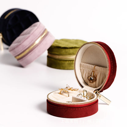 Small Round Jewelry Storage Box Velvet Ring Holder | Traveller