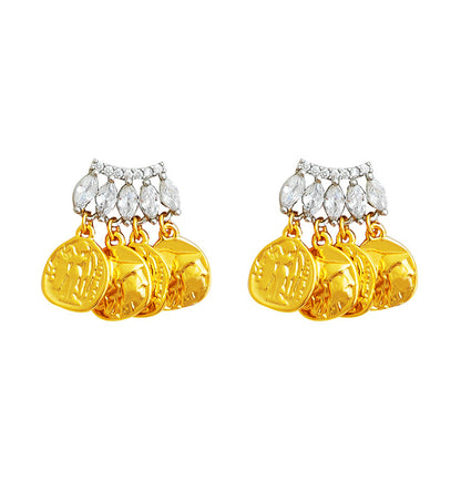 Golden Coins Spark Earrings