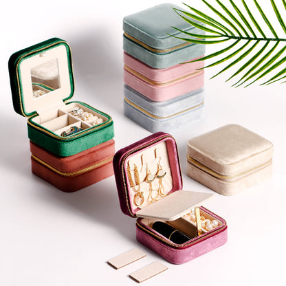 Small Square Velvet Jewelry Storage Box Ring Holder | Traveller