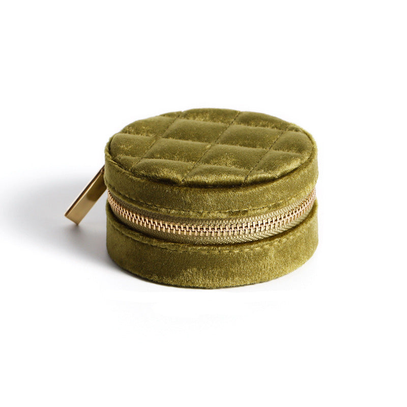 Small Round Jewelry Storage Box Velvet Ring Holder | Traveller