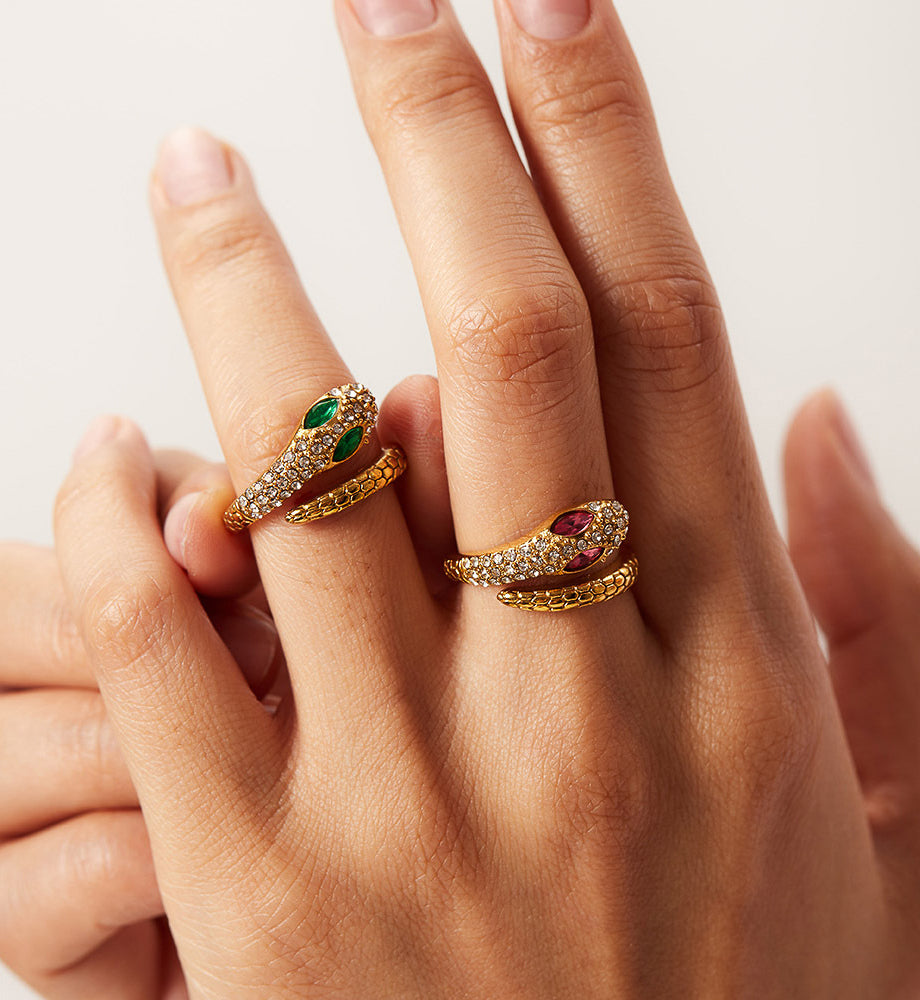 Cute Snake Gemstone Ring