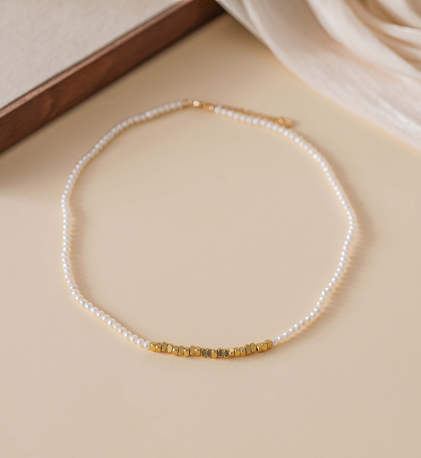 Golden Nuggets Pearly Necklace