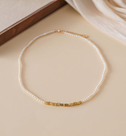 Golden Nuggets Pearly Necklace