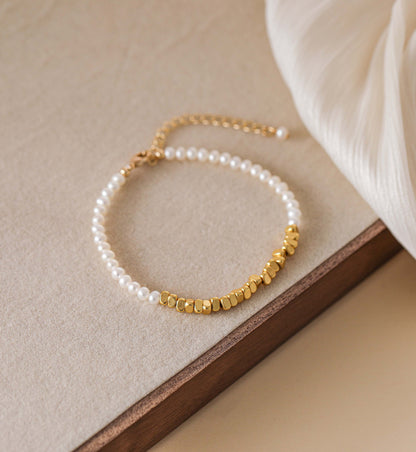 Golden Nuggets Pearly Bracelet