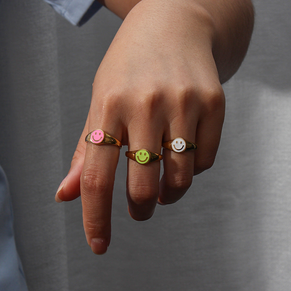 Smile Enamel Statement Ring
