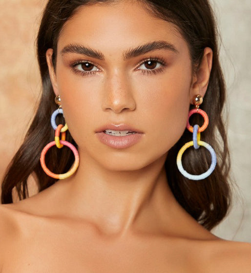 Rainbow Weave Big Earrings