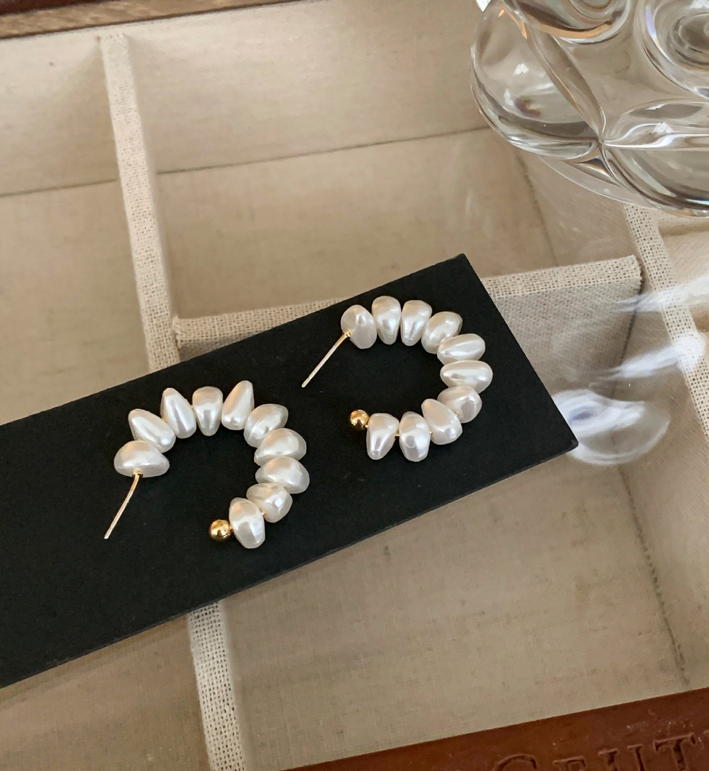 Medium Pearl Hoops