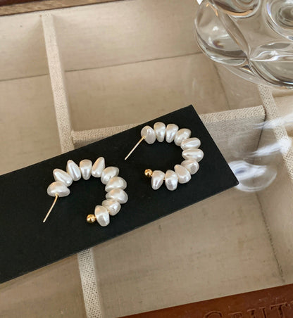 Medium Pearl Hoops
