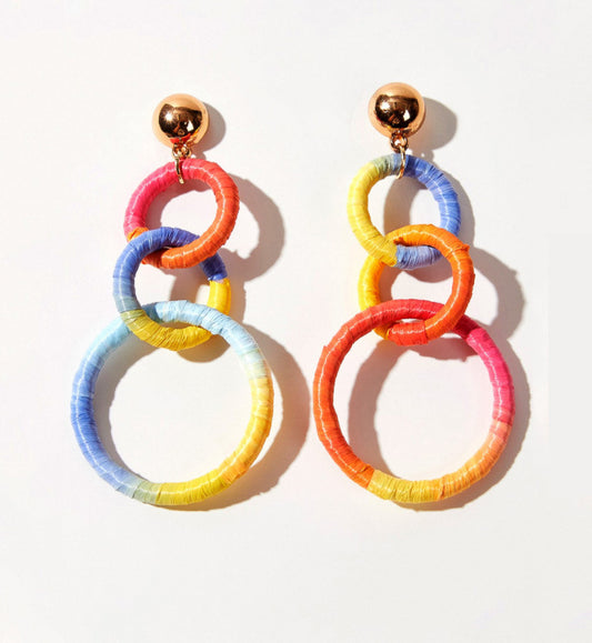 Rainbow Weave Big Earrings