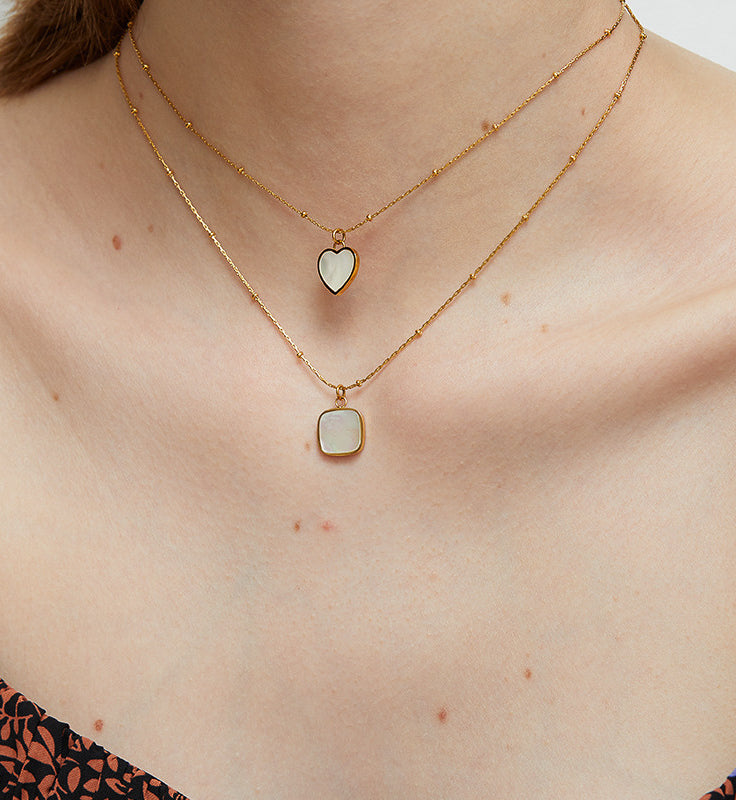 Square Mother of Pearl Necklace