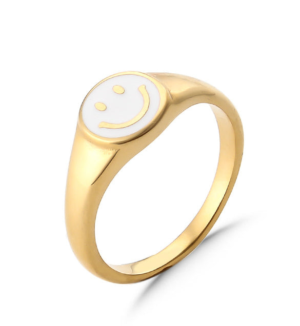 Smile Enamel Statement Ring