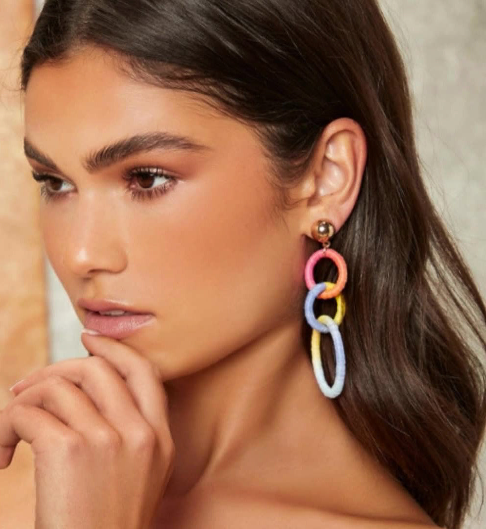Rainbow Weave Big Earrings