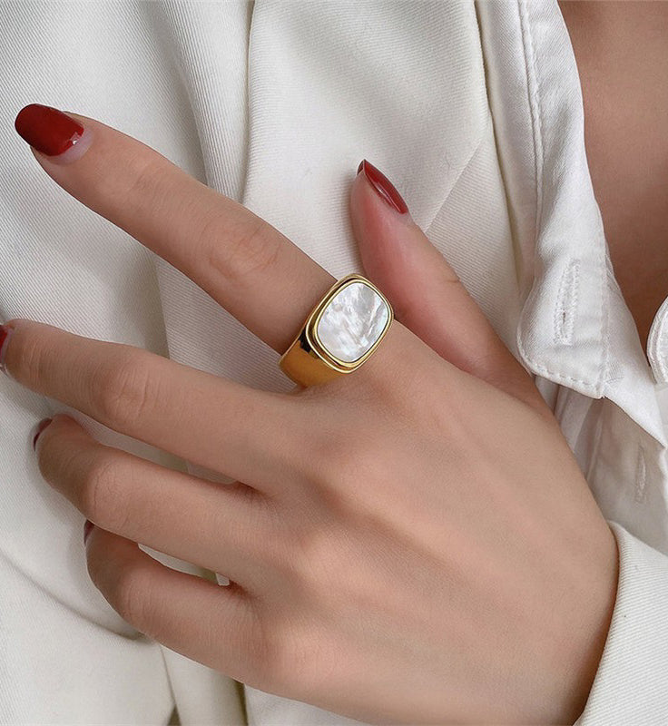 Golden Mother of Pearl Ring