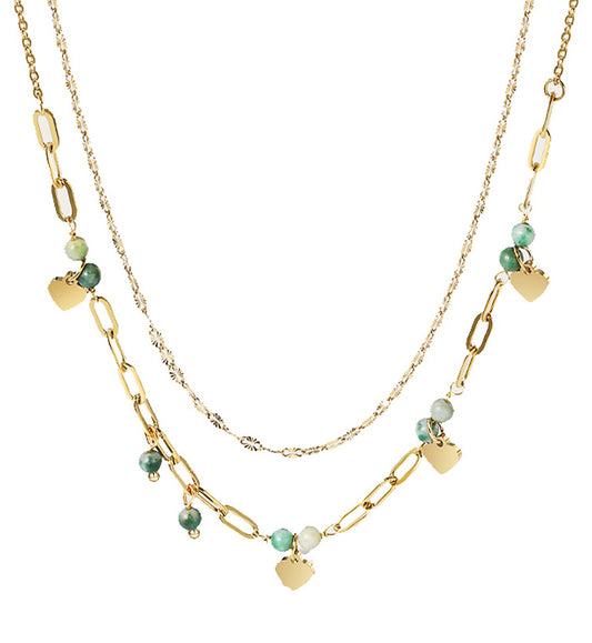 Jade Layered Chain Necklace