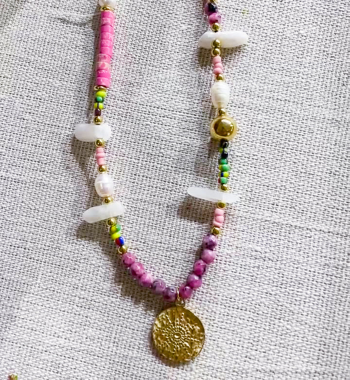 Helena Pink Gemstone Necklace
