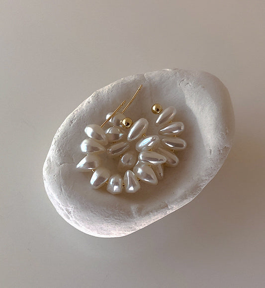 Medium Pearl Hoops