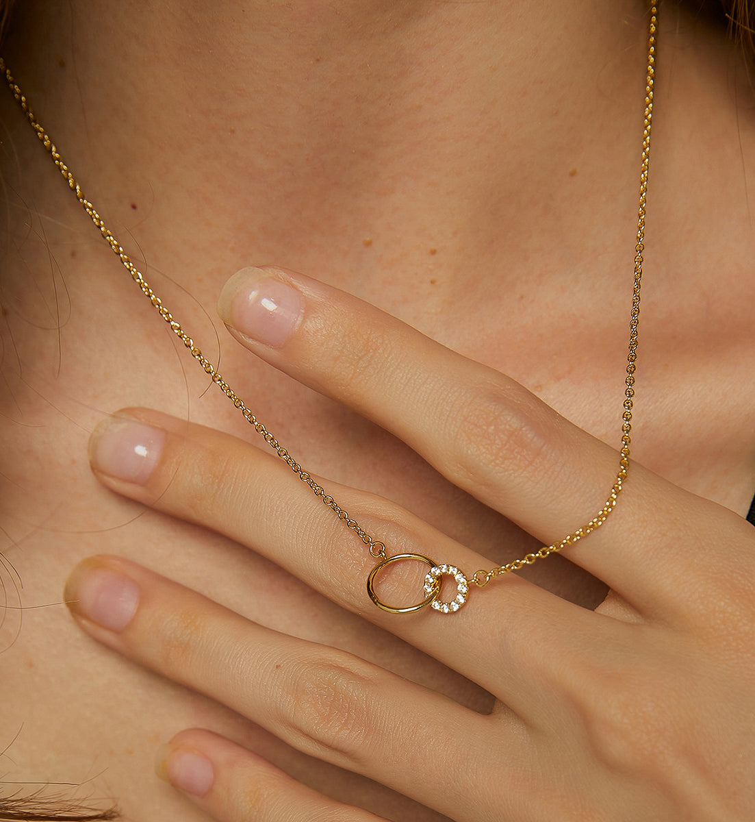 Duo Interlocking Rings Necklace