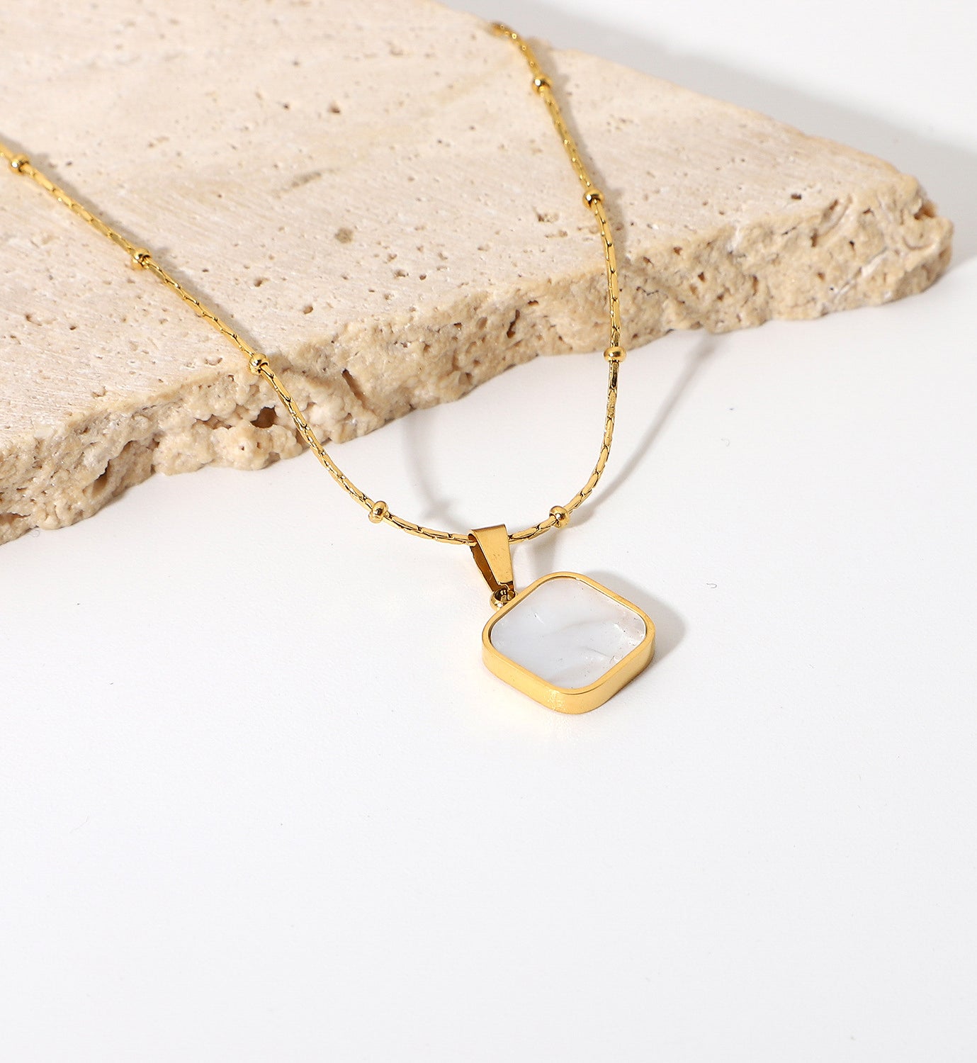 Square Mother of Pearl Necklace
