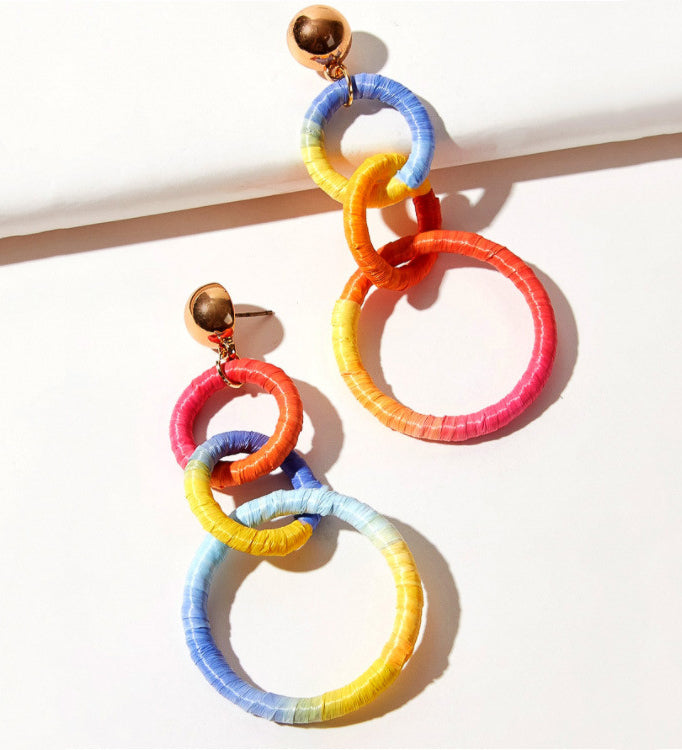Rainbow Weave Big Earrings
