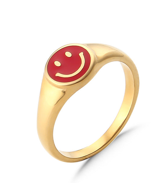 Smile Enamel Statement Ring
