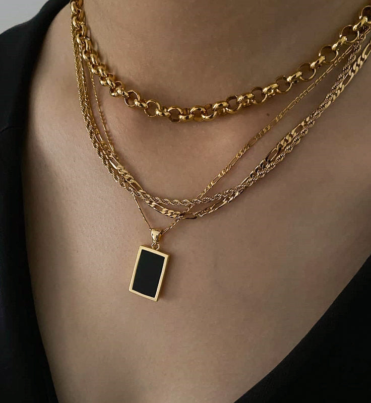 Obsidian Pendant Black Necklace