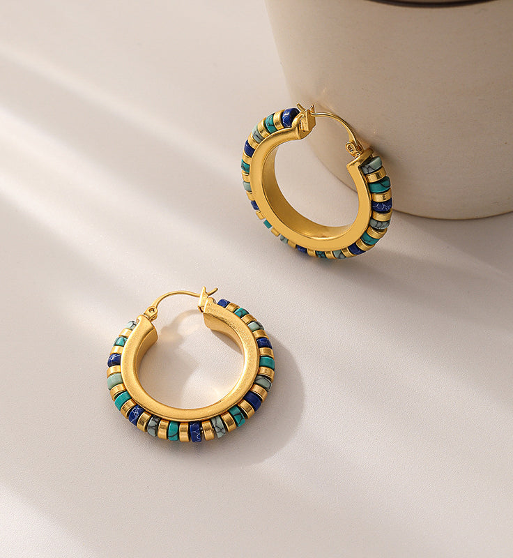Turquoise Queen Hoops