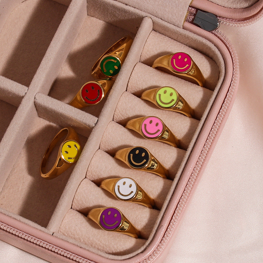 Smile Enamel Statement Ring