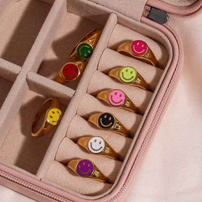 Smile Enamel Statement Ring