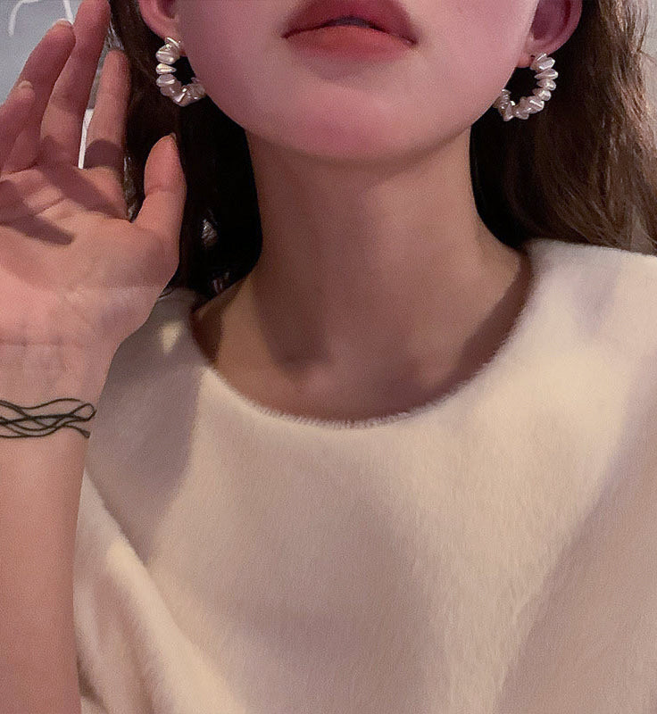 Medium Pearl Hoops