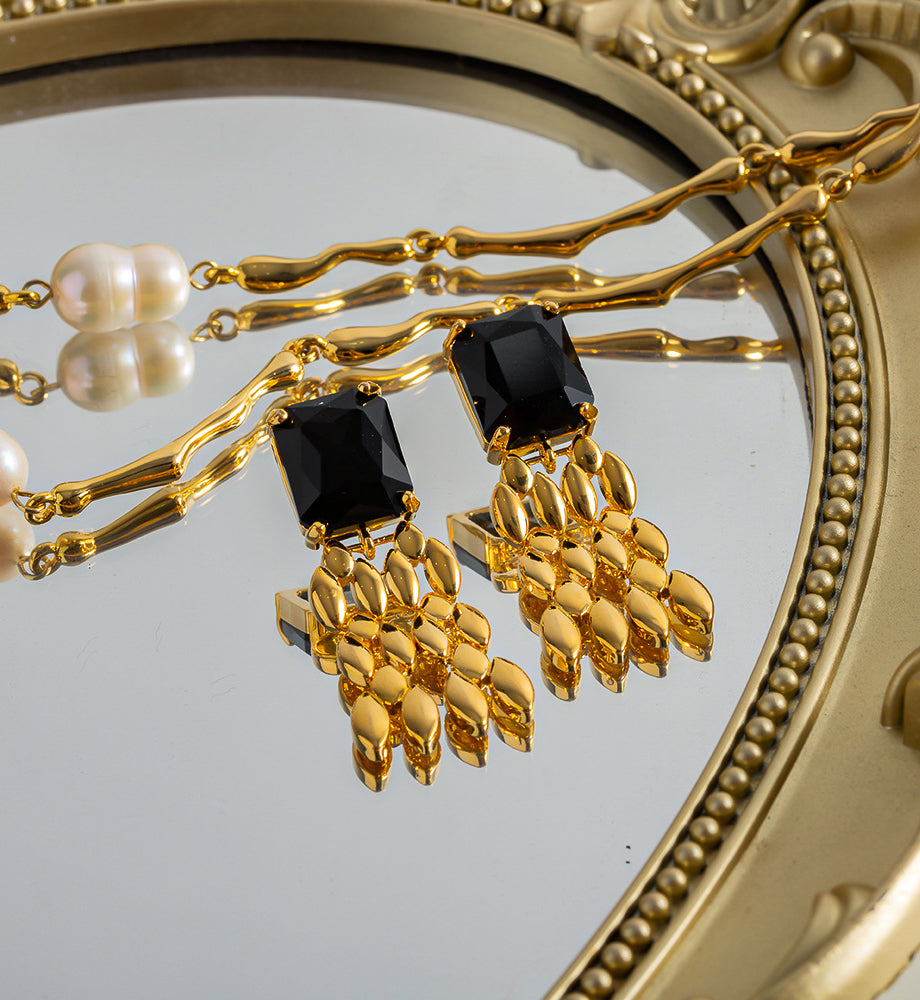 Sally Black Drop Earrings