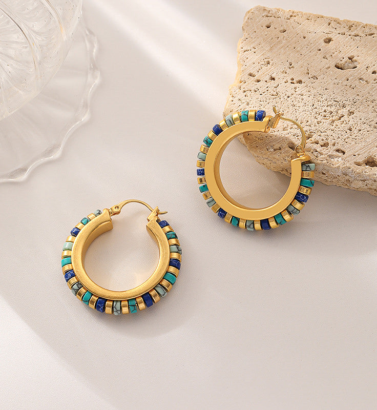 Turquoise Queen Hoops